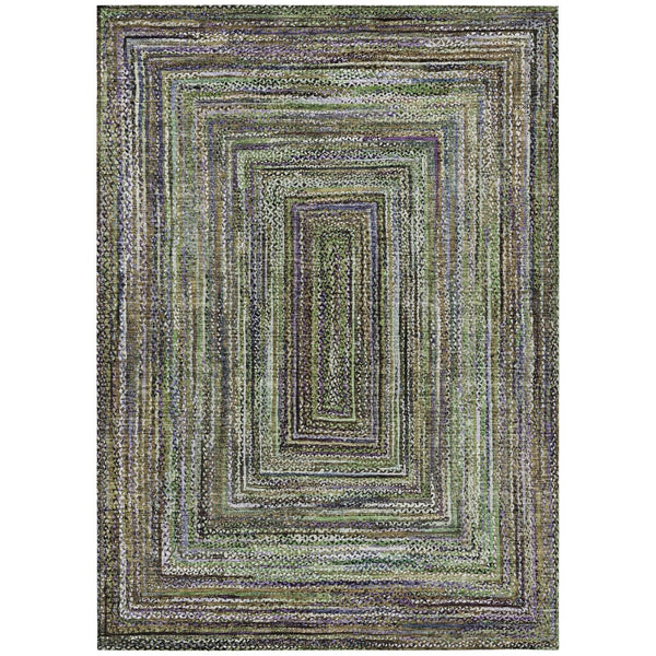 HomeRoots 5' X 8' Olive Green Geometric Area Rug - Stylish, Durable, Washable for Indoor & Outdoor Spaces 618926