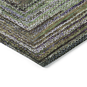 HomeRoots 5' X 8' Olive Green Geometric Area Rug - Stylish, Durable, Washable for Indoor & Outdoor Spaces 618926