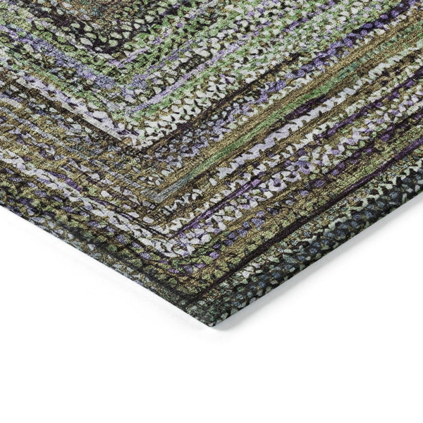HomeRoots 5' X 8' Olive Green Geometric Area Rug - Stylish, Durable, Washable for Indoor & Outdoor Spaces 618926