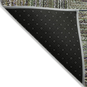HomeRoots 8' Modern Round Geometric Area Rug in Olive Green, Lavender & Fern - Washable & Versatile Design 618927