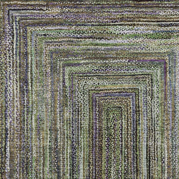 HomeRoots 8' X 10' Geometric Area Rug in Olive Green, Lavender & Fern - Washable, Durable for Indoor/Outdoor Use 618928