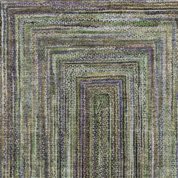 HomeRoots 10' Geometric Olive Green & Lavender Indoor/Outdoor Area Rug - Washable, Stain-Resistant, Durable! 618930