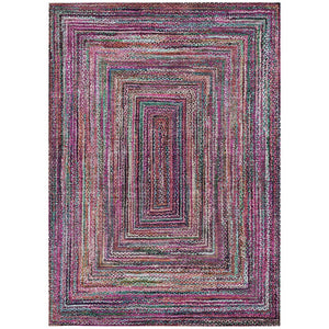 HomeRoots 5' Stylish Pink Mauve & Teal Blue Geometric Washable Area Rug for Indoor/Outdoor Use, 5x8 ft 618932