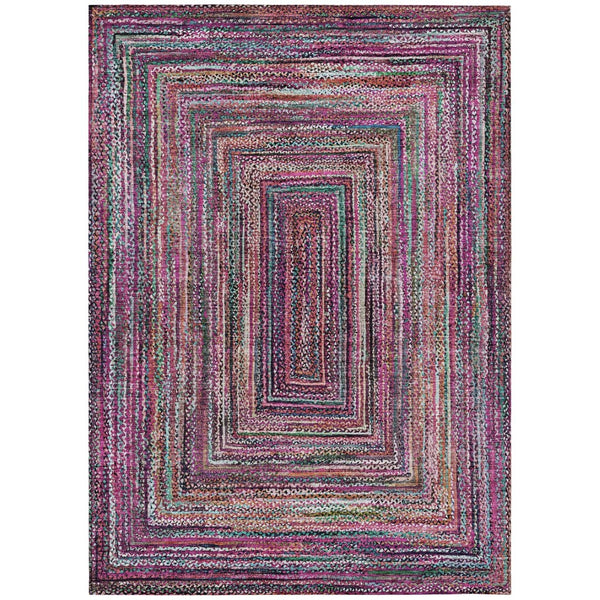 HomeRoots 5' Stylish Pink Mauve & Teal Blue Geometric Washable Area Rug for Indoor/Outdoor Use, 5x8 ft 618932
