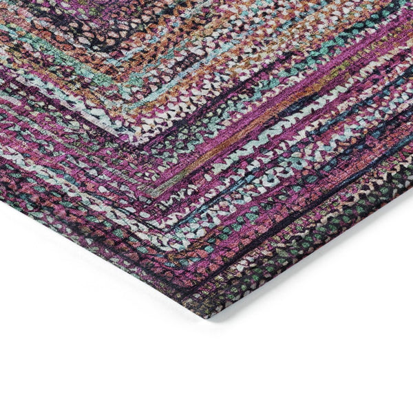 HomeRoots 5' Stylish Pink Mauve & Teal Blue Geometric Washable Area Rug for Indoor/Outdoor Use, 5x8 ft 618932