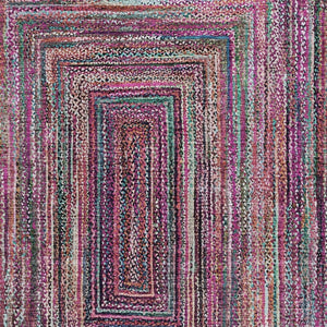 HomeRoots 5' Stylish Pink Mauve & Teal Blue Geometric Washable Area Rug for Indoor/Outdoor Use, 5x8 ft 618932