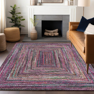 HomeRoots 5' Stylish Pink Mauve & Teal Blue Geometric Washable Area Rug for Indoor/Outdoor Use, 5x8 ft 618932