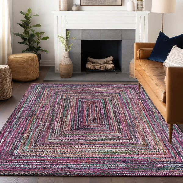 HomeRoots 5' Stylish Pink Mauve & Teal Blue Geometric Washable Area Rug for Indoor/Outdoor Use, 5x8 ft 618932