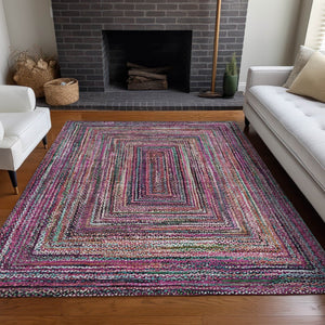 HomeRoots 5' Stylish Pink Mauve & Teal Blue Geometric Washable Area Rug for Indoor/Outdoor Use, 5x8 ft 618932