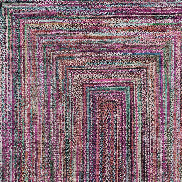 HomeRoots 8' X 10' Modern Pink Mauve & Teal Blue Geometric Area Rug - Durable, Washable & Versatile for Indoors/Outdoors 618934