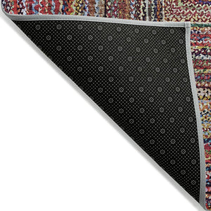 HomeRoots 8' X 10' Vibrant Rust Blue and Gold Geometric Area Rug – Durable, Washable, Indoor/Outdoor Use! 618940
