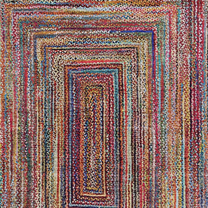 HomeRoots 8' X 10' Vibrant Rust Blue and Gold Geometric Area Rug – Durable, Washable, Indoor/Outdoor Use! 618940