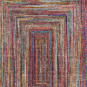 HomeRoots 9' X 12' Rust Blue Gold Geometric Washable Rug - Durable Indoor/Outdoor Area Rug for High-Traffic Spaces 618941
