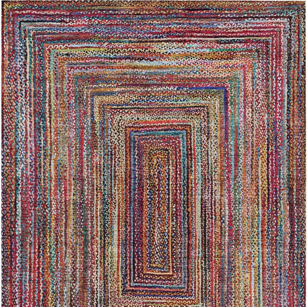 HomeRoots 10' X 14' Rust Blue and Gold Geometric Area Rug - Durable, Washable for Indoor & Outdoor Elegance 618942