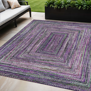 HomeRoots 5' Stylish Purple Lavender & Gray Geometric Washable Area Rug for Indoor/Outdoor Spaces - Durable! 618944