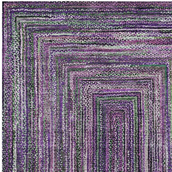 HomeRoots 5' Stylish Purple Lavender & Gray Geometric Washable Area Rug for Indoor/Outdoor Spaces - Durable! 618944