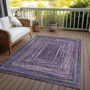 HomeRoots 5' Stylish Purple Lavender & Gray Geometric Washable Area Rug for Indoor/Outdoor Spaces - Durable! 618944