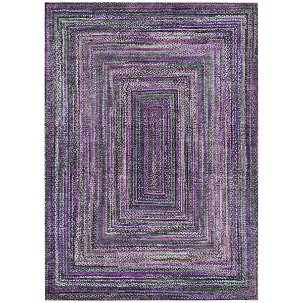 HomeRoots 5' Stylish Purple Lavender & Gray Geometric Washable Area Rug for Indoor/Outdoor Spaces - Durable! 618944