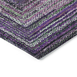 HomeRoots 5' Stylish Purple Lavender & Gray Geometric Washable Area Rug for Indoor/Outdoor Spaces - Durable! 618944