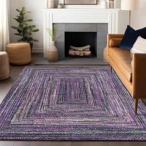 HomeRoots 5' Stylish Purple Lavender & Gray Geometric Washable Area Rug for Indoor/Outdoor Spaces - Durable! 618944