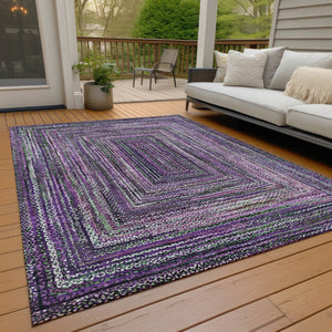 HomeRoots 5' Stylish Purple Lavender & Gray Geometric Washable Area Rug for Indoor/Outdoor Spaces - Durable! 618944