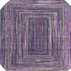 HomeRoots 8' Round Geometric Washable Area Rug in Purple, Lavender & Gray for Indoor/Outdoor Style & Durability 618945