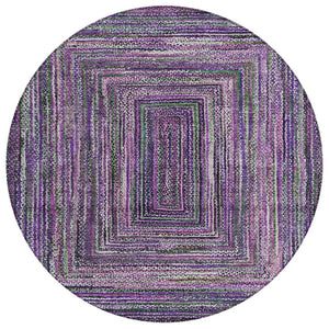 HomeRoots 8' Round Geometric Washable Area Rug in Purple, Lavender & Gray for Indoor/Outdoor Style & Durability 618945
