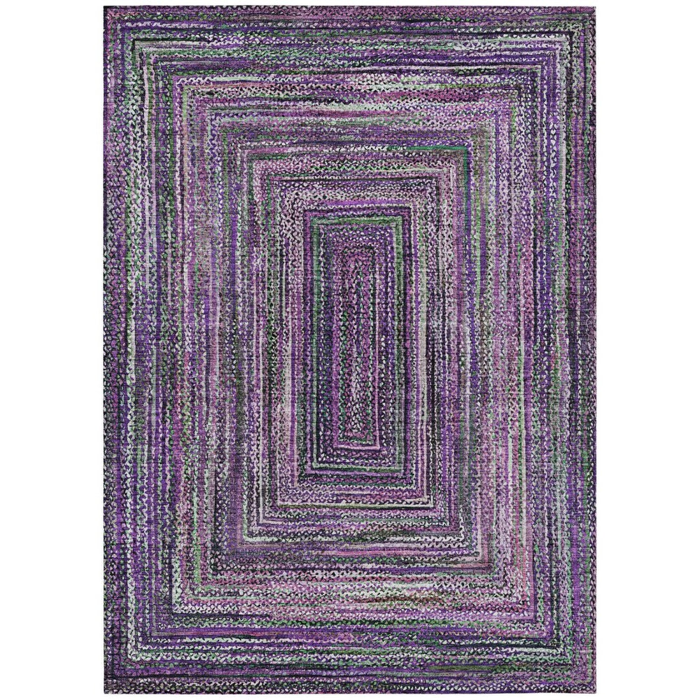 HomeRoots 9' X 12' Stylish Purple Lavender & Gray Geometric Washable Area Rug for Indoor & Outdoor Spaces 618947