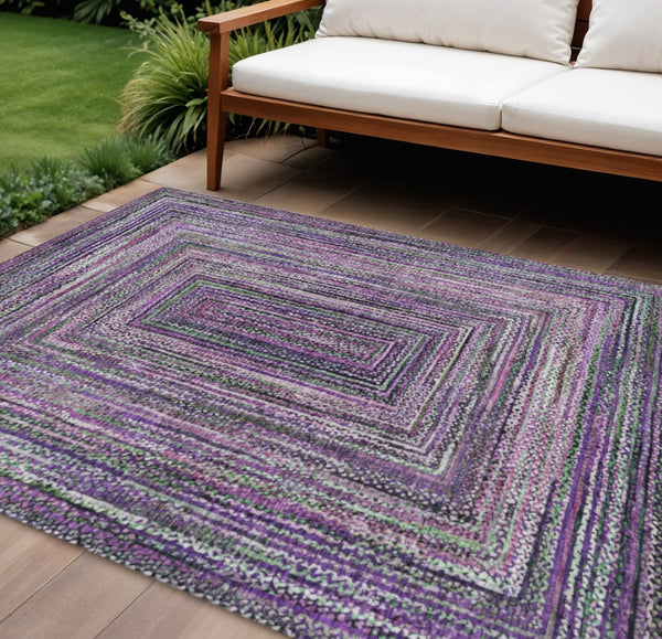 HomeRoots 10' Modern Purple Lavender & Gray Geometric Area Rug - Washable, Durable for Indoor & Outdoor Use! 618948