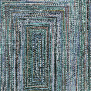 HomeRoots 9' X 12' Teal Blue Brown Geometric Area Rug - Washable Design for Indoor & Outdoor Versatility 618953