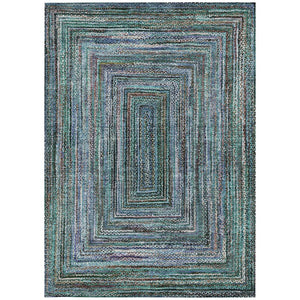HomeRoots 10' Teal Blue Brown Ivory Geometric Washable Area Rug - Perfect for Indoor/Outdoor Spaces, Durable Design! 618954
