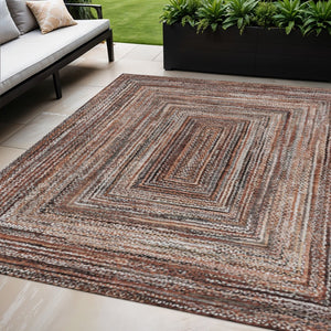HomeRoots 5' X 8' Terra Cotta Geometric Area Rug – Stylish, Washable, Durable for Indoor & Outdoor Spaces 618956