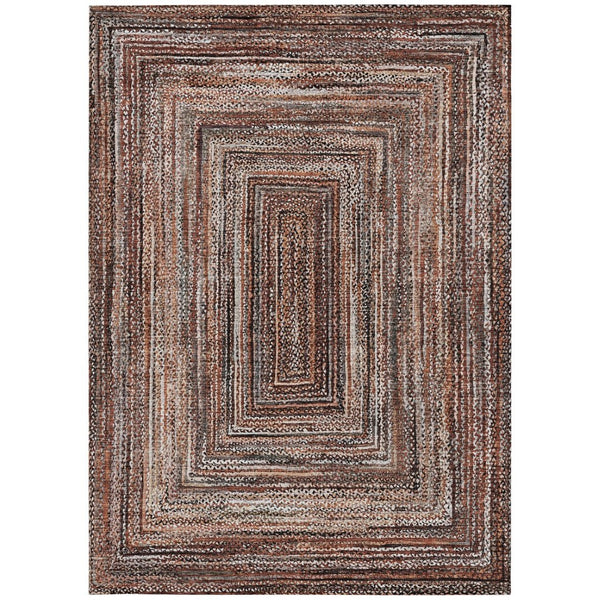 HomeRoots 5' X 8' Terra Cotta Geometric Area Rug – Stylish, Washable, Durable for Indoor & Outdoor Spaces 618956
