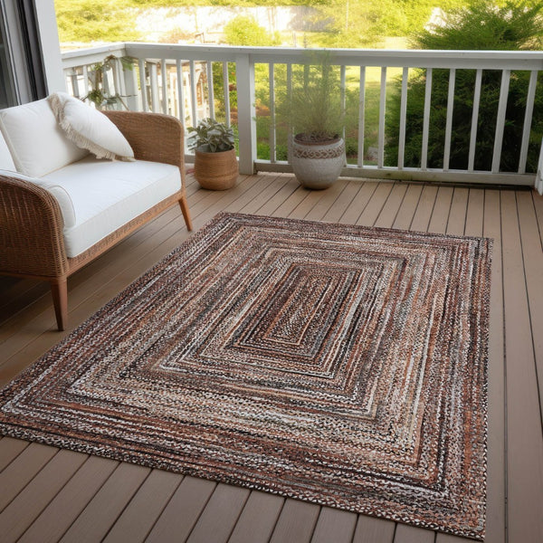 HomeRoots 5' X 8' Terra Cotta Geometric Area Rug – Stylish, Washable, Durable for Indoor & Outdoor Spaces 618956