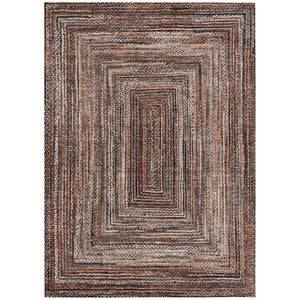 HomeRoots 5' X 8' Terra Cotta Geometric Area Rug – Stylish, Washable, Durable for Indoor & Outdoor Spaces 618956