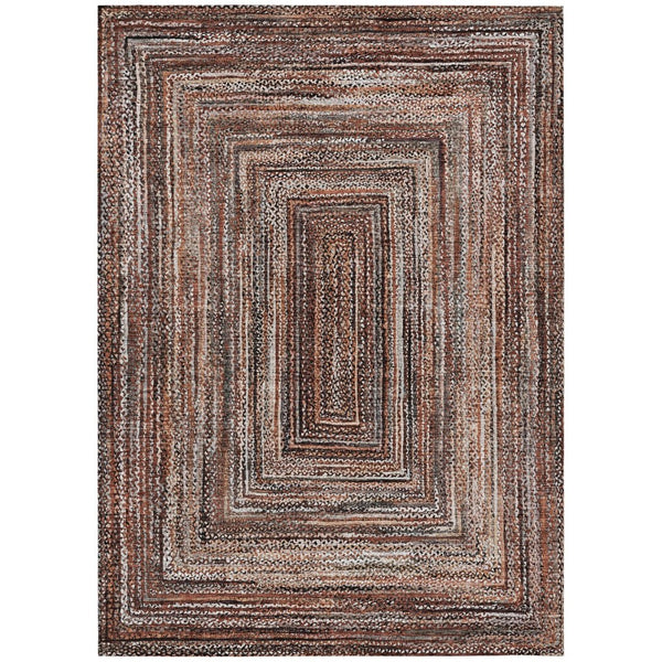 HomeRoots 5' X 8' Terra Cotta Geometric Area Rug – Stylish, Washable, Durable for Indoor & Outdoor Spaces 618956