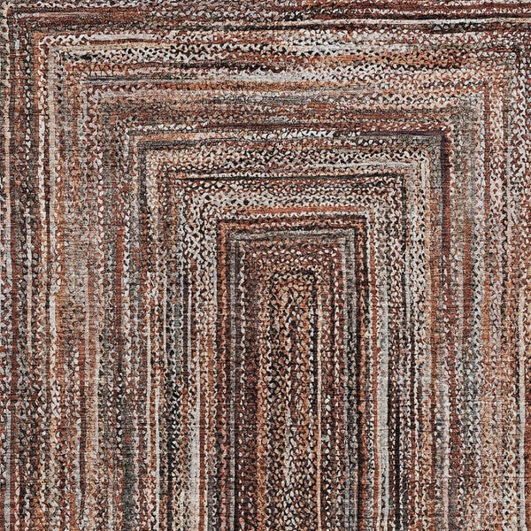 HomeRoots 5' X 8' Terra Cotta Geometric Area Rug – Stylish, Washable, Durable for Indoor & Outdoor Spaces 618956