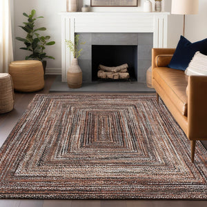 HomeRoots 5' X 8' Terra Cotta Geometric Area Rug – Stylish, Washable, Durable for Indoor & Outdoor Spaces 618956