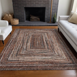 HomeRoots 5' X 8' Terra Cotta Geometric Area Rug – Stylish, Washable, Durable for Indoor & Outdoor Spaces 618956
