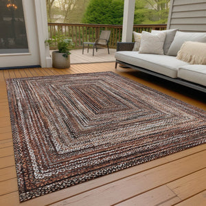HomeRoots 5' X 8' Terra Cotta Geometric Area Rug – Stylish, Washable, Durable for Indoor & Outdoor Spaces 618956