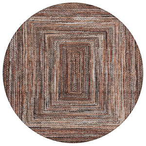 HomeRoots 8' Round Geometric Indoor-Outdoor Area Rug in Terra Cotta & Copper – Durable, Washable & Stylish! 618957