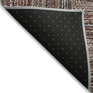 HomeRoots 8' Round Geometric Indoor-Outdoor Area Rug in Terra Cotta & Copper – Durable, Washable & Stylish! 618957