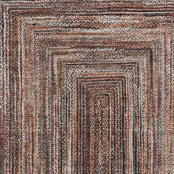 HomeRoots 8' X 10' Modern Terra Cotta Geometric Washable Area Rug – Indoor/Outdoor Durable Design for Easy Care 618958
