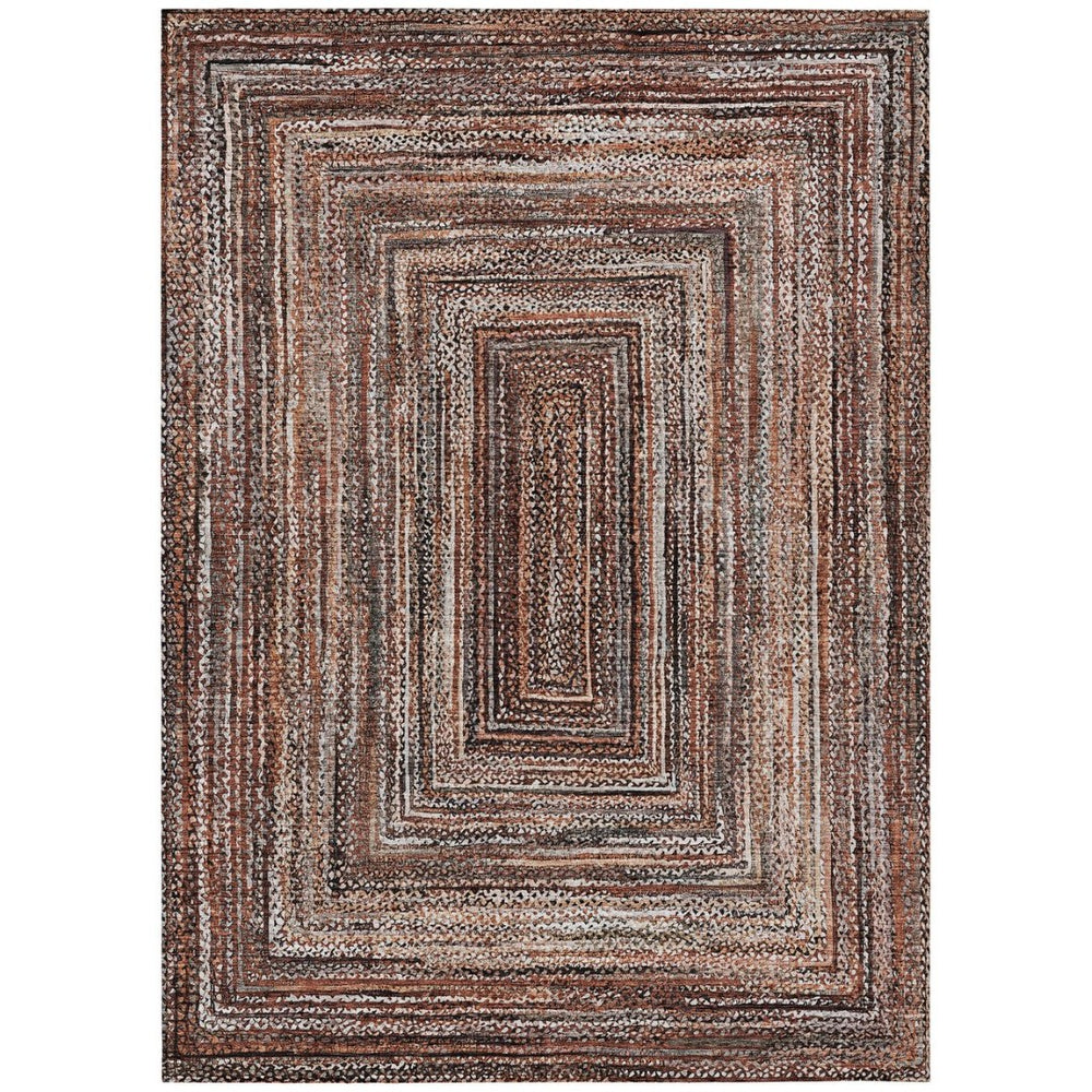 HomeRoots 8' X 10' Modern Terra Cotta Geometric Washable Area Rug – Indoor/Outdoor Durable Design for Easy Care 618958