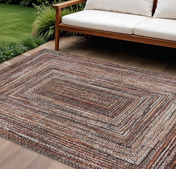 HomeRoots 9' X 12' Terra Cotta Geometric Area Rug - Durable, Washable Indoor/Outdoor Design for High Traffic Areas 618959