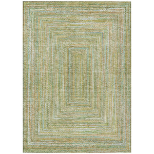 HomeRoots 8' Geometric Artichoke Green, Gold & Blue Washable Area Rug – Indoor/Outdoor, Durable & Stylish! 618964