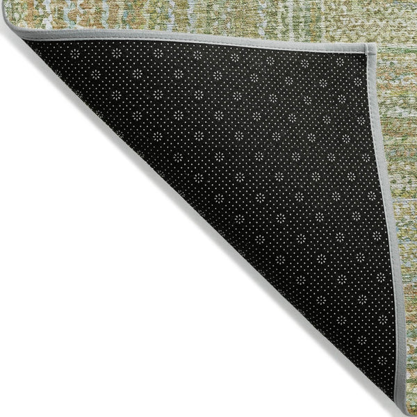 HomeRoots 8' Geometric Artichoke Green, Gold & Blue Washable Area Rug – Indoor/Outdoor, Durable & Stylish! 618964