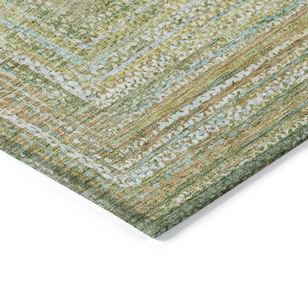 HomeRoots 8' Geometric Artichoke Green, Gold & Blue Washable Area Rug – Indoor/Outdoor, Durable & Stylish! 618964