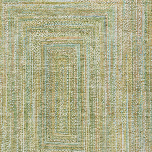 HomeRoots 8' Geometric Artichoke Green, Gold & Blue Washable Area Rug – Indoor/Outdoor, Durable & Stylish! 618964