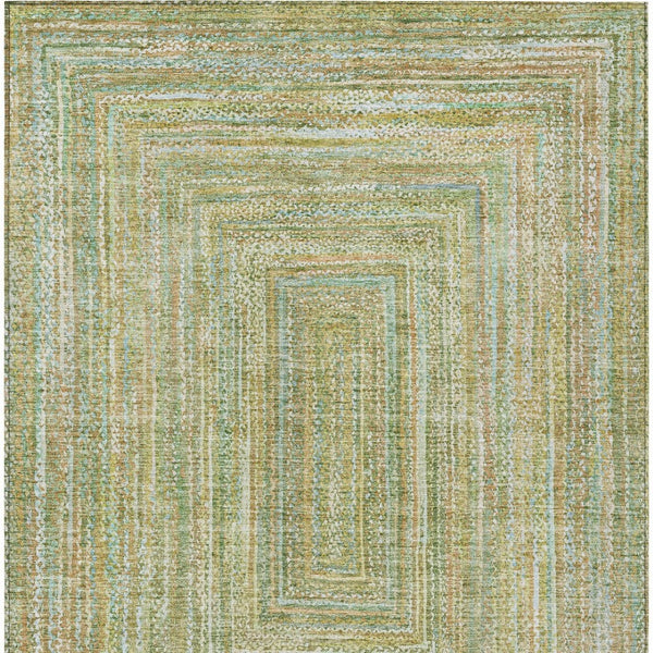 HomeRoots 9' X 12' Artichoke Green, Gold & Blue Geometric Washable Rug - Stylish, Durable for Indoor/Outdoor Use 618965